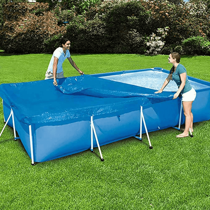 Square Swimming Pool Cover Ground Mat Uv-Resistant PE Rainproof Dust Cover Inflatable Pool Accessories for Outdoor Backyard Garden