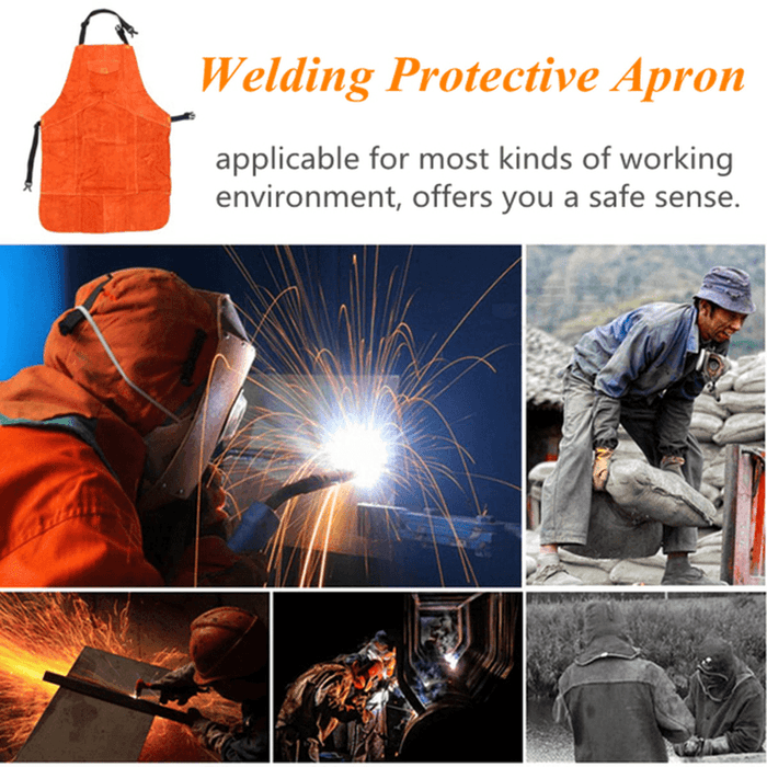 Soldering Apron Cowhide Leather Welding Protective Apron Heat Resistant Soldering Mechanic Smock