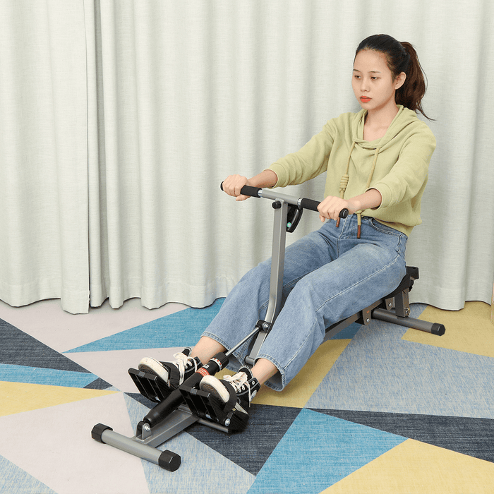 LED Display Foldable Rowing Machine 3-Level Adjustment Supine Board Body Fitness Home Gym Exercise Equipment