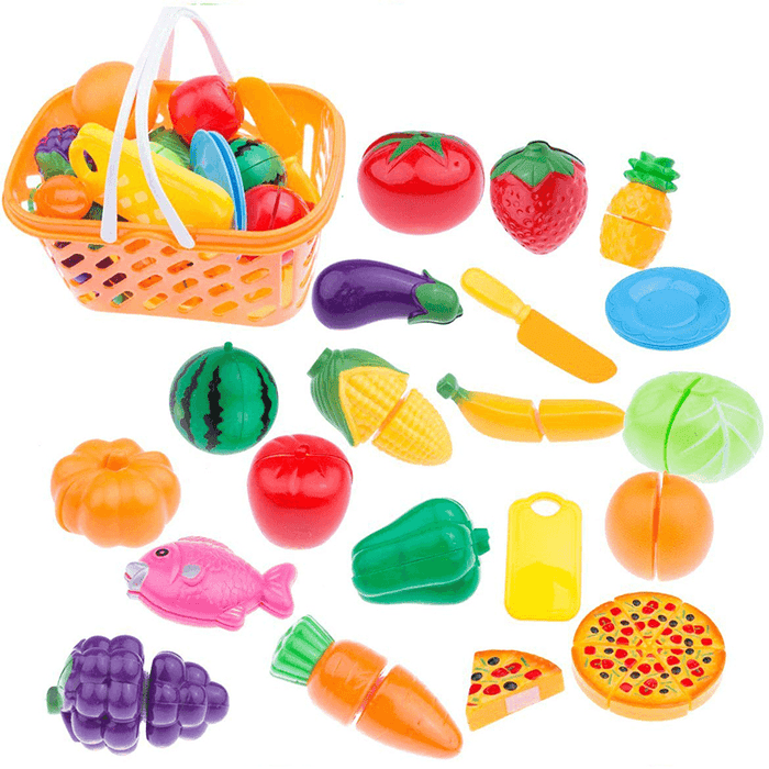 24 PCS Kids Kitchen Pretend Role Play Cutting Set Fruit Vegetable Food Toys Gifts Improve Practical＆Thinking Ability