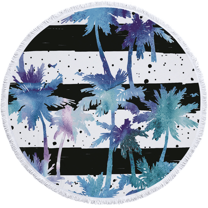 Tropical Plants Printed Microfiber Beach Towel round Fabric Bath Towels for Living Room