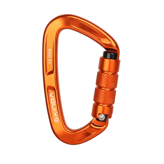 XINDA 25KN D Shape Carabiner Outdoor Climbing Hanging Buckle Keychain Screw Lock