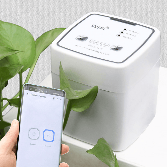 EU Plug Wifi Control Watering Device Automatic Water Drip Irrigation Watering System Kit WIFI Mobile APP Control Double Pump Garden