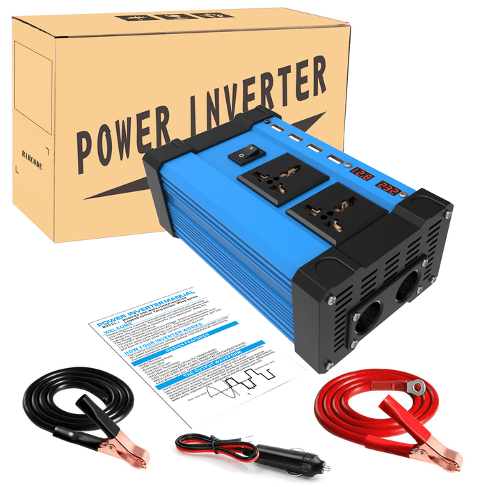 4000W Peak LCD Power Inverter DC 12V - AC 110V/220V Car Inverter 2 Socket 4 USB Charger