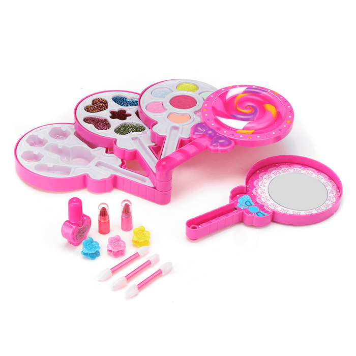 Girls Make-Up Toy Set Lollipop Shaped Princess Pink Beauty Cosmetics Compact Kids Gift