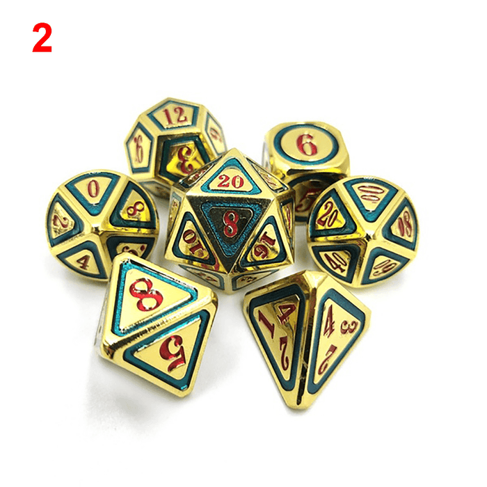 7Pcs/Set Metal Polyhedral Dices Set Role Playing Dungeons and Dragons Bag Bar Party Table Games Dice