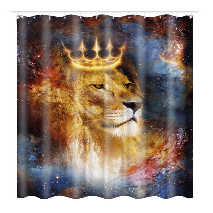 180Cmx180Cm Crown Lion Shower Curtain Set Waterproof Shower Mat Set