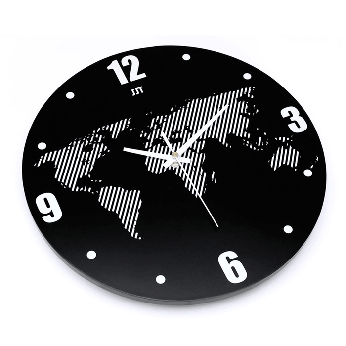 World Map Wall Clock Modern Travel around Density Fibreboard Record Home Kitchen