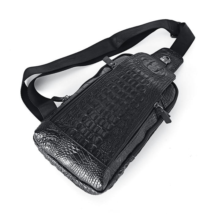 Men'S New Leather Crocodile Pattern Chest Bag Sling Backpack Crossbody Bags