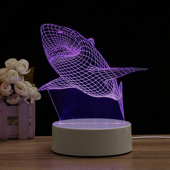 Acrylic Shark Color Changeable 3D LED Touch Control Table Lamp Holiday Gifts Decorations