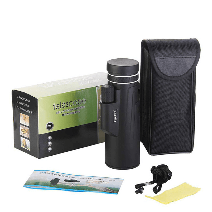 10X42 HD Zoom Monocular Waterproof Telescope Camping Night Vision Bird Watching with Phone Clip