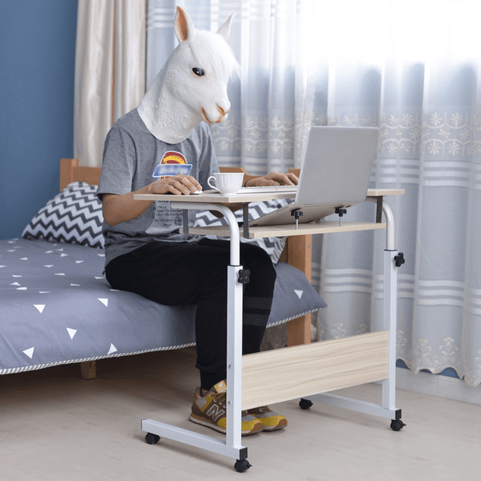 Mobile Rolling Computer Laptop Desk Bedside Workstation Height Adjustable Table Shelf