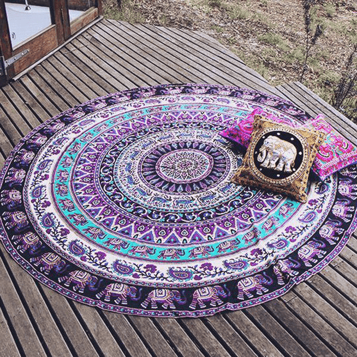 Honana WX-16 150Cm Bohemian Style Thin Chiffon Beach Shawl Mat Mandala round Silk Scarf Bed Sheet Tapestry