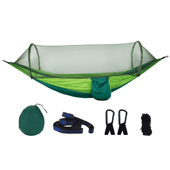 210T Nylon Hammock Ourdoor Camping Travel Hanging Bed with Mosquito Net