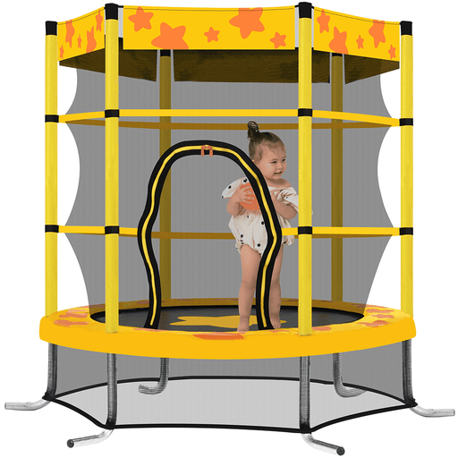 [US Direct] 55" Trampolines Safety Jump Mat with Enclosure Waterproof Kids Adult Gifts Sport Fitness Max Loading 100Lb