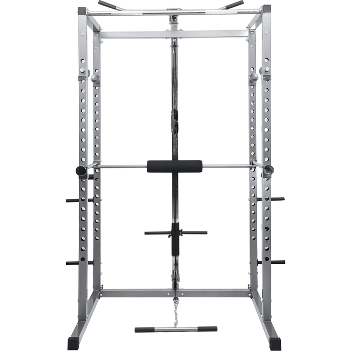 [US Direct] BOMINFIT Multi-Function Power Cage Power Tower 17.5-68'' High Adjustable Dipping Station Barbell Stand Squat Cage for Weight Training Max Loading 800Lbs