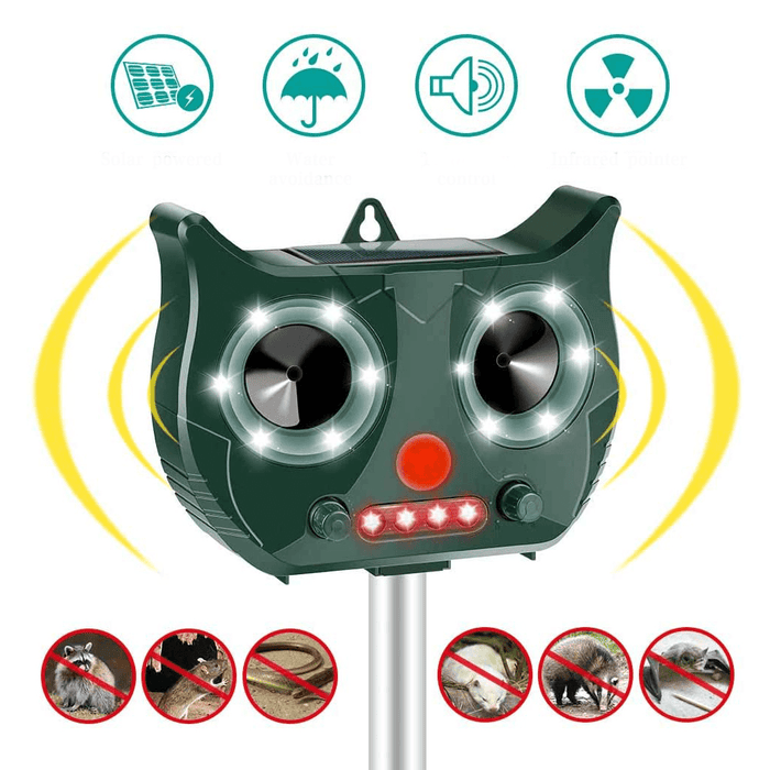 [Basic Version]Portable Solar Battery Powered Ultrasonic Outdoor Pest and Animal Repeller Rat Repeller Get All Animal Invaders Friendly