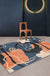 Funky Nordic Rug Orange and Blue Abstract Rug Pet Friendly Anti-Slip Washable Area Rug for Decoration