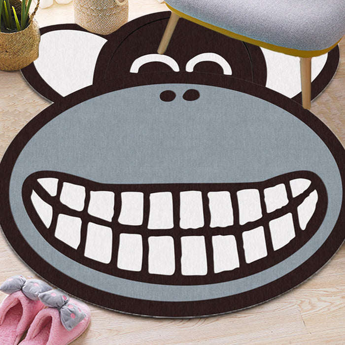 Grey Chimpanzee Pattern Rug Polyester Kids Rug Washable Anti-Slip Pet Friendly Area Rug for Children's Room