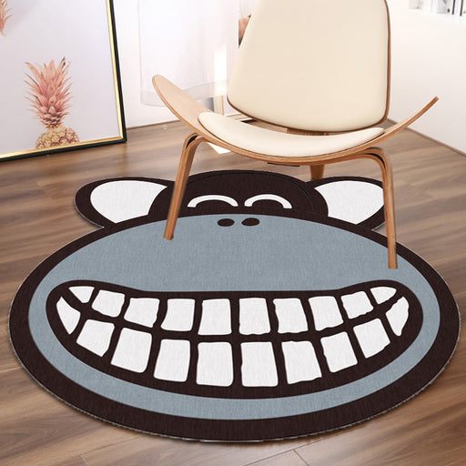 Grey Chimpanzee Pattern Rug Polyester Kids Rug Washable Anti-Slip Pet Friendly Area Rug for Children's Room