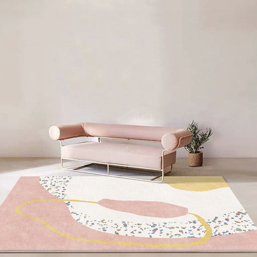 Creative Modernism Rug Pink Colorblock Rug Pet Friendly Anti-Slip Washable Area Rug for Decoration