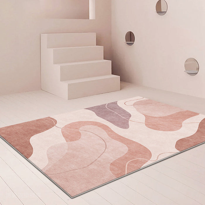 Pink Colorblock Rug Polyester Modern Rug Washable Anti-Slip Pet Friendly Area Rug for Living Room