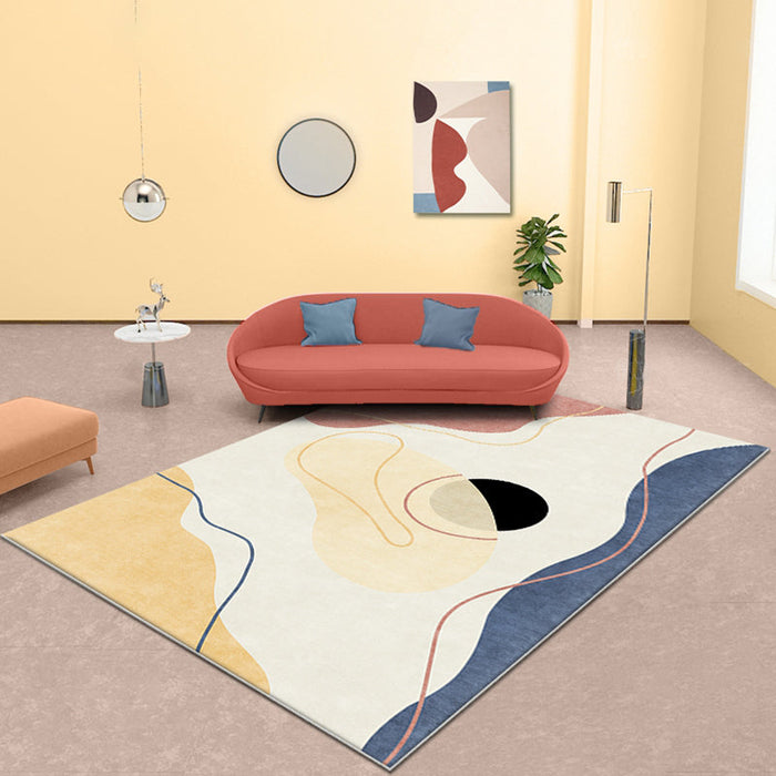 Multicolor Abstract Rug Polyester Modern Rug Washable Anti-Slip Pet Friendly Area Rug for Living Room