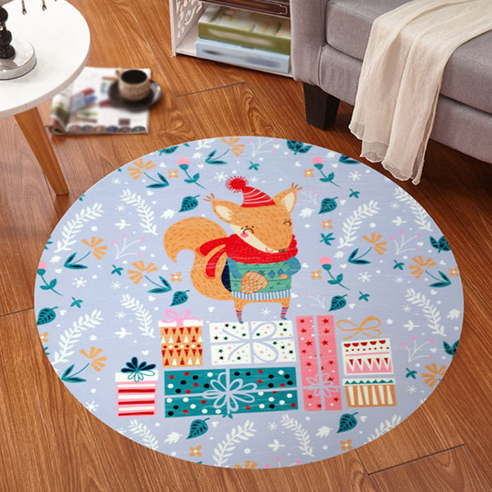 Multicolor Animal Pattern Rug Polyester Kids Rug Washable Anti-Slip Pet Friendly Area Rug for Children's Room