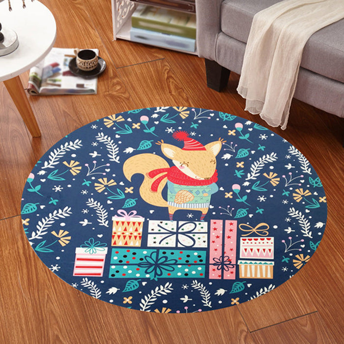 Multicolor Animal Pattern Rug Polyester Kids Rug Washable Anti-Slip Pet Friendly Area Rug for Children's Room