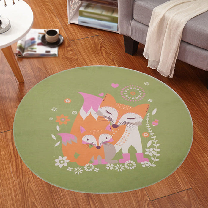 Multicolor Animal Pattern Rug Polyester Kids Rug Washable Anti-Slip Pet Friendly Area Rug for Children's Room