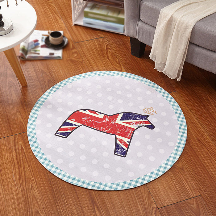 Multicolor Animal Pattern Rug Polyester Kids Rug Washable Anti-Slip Pet Friendly Area Rug for Children's Room