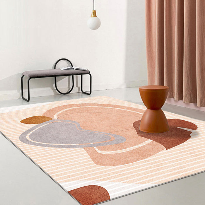 Stylish Modernism Rug Orange Colorblock Striped Pattern Rug Pet Friendly Anti-Slip Washable Area Rug for Decoration