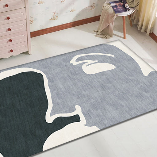 Unique Modernism Rug Grey and Black Colorblock Rug Pet Friendly Anti-Slip Washable Area Rug for Decoration