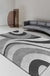 Stylish Modernism Rug Grey and Red Swirl Striped Pattern Rug Pet Friendly Anti-Slip Washable Area Rug for Decoration