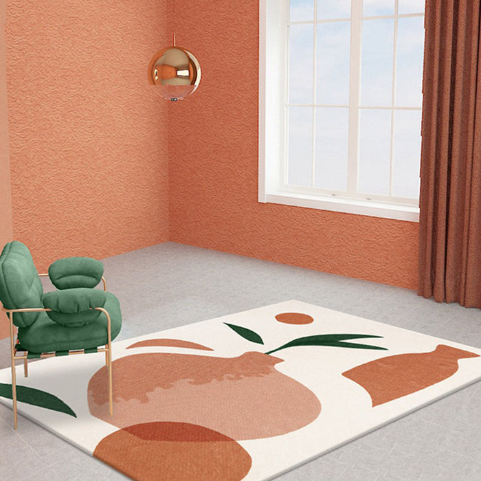 Orange Bottle Pattern Rug Polyester Modern Rug Washable Anti-Slip Pet Friendly Area Rug for Living Room