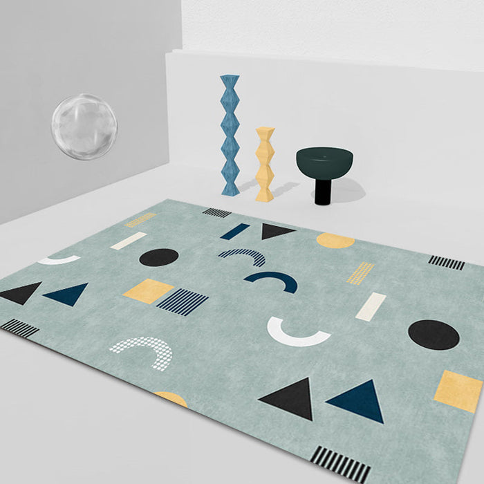 Casual Modernism Rug Green Geometric Pattern Rug Pet Friendly Anti-Slip Washable Area Rug for Decoration