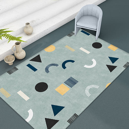 Casual Modernism Rug Green Geometric Pattern Rug Pet Friendly Anti-Slip Washable Area Rug for Decoration