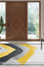 Grey and Yellow Colorblock Rug Polyester Modern Rug Washable Anti-Slip Pet Friendly Area Rug for Living Room