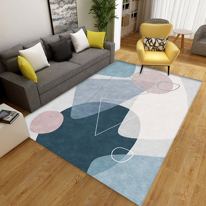 Green and Grey Colorblock Rug Polyester Modern Rug Washable Anti-Slip Pet Friendly Area Rug for Living Room