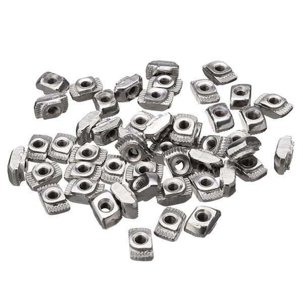 Drillpro 50pcs M3 T Sliding Nut Zinc Plated Carbon Steel T Sliding Nut for 2020 Aluminum Profile