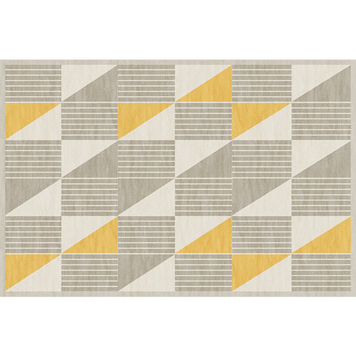 Simple Modernism Rug Yellow Geometric and Striped Pattern Rug Pet Friendly Anti-Slip Washable Area Rug for Decoration