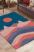 Navy Multicolor Mountain Pattern Rug Polyester Oriental Rug Washable Anti-Slip Pet Friendly Area Rug for Living Room