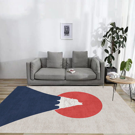 Navy Multicolor Mountain Pattern Rug Polyester Oriental Rug Washable Anti-Slip Pet Friendly Area Rug for Living Room