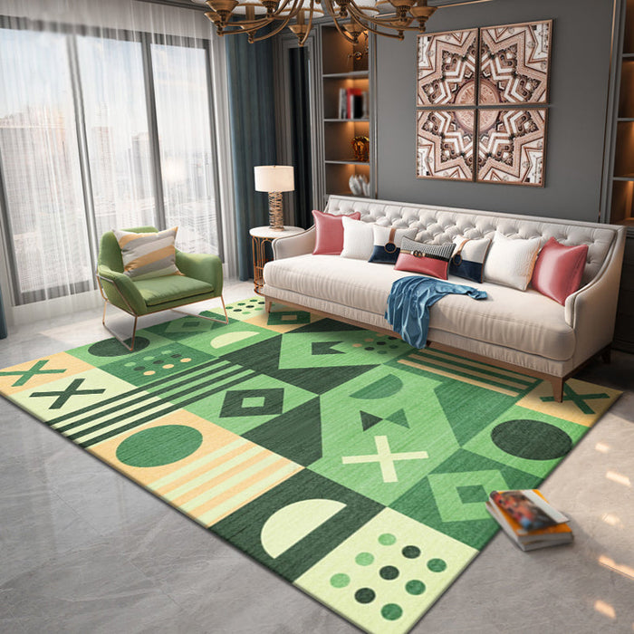 Multicolor Geometric Pattern Rug Polyester Simple Rug Washable Anti-Slip Pet Friendly Area Rug for Living Room