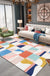 Multicolor Geometric Pattern Rug Polyester Simple Rug Washable Anti-Slip Pet Friendly Area Rug for Living Room