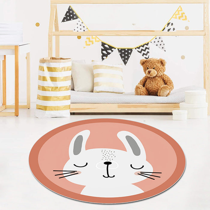 Multicolor Animal Pattern Rug Polyester Kids Rug Washable Anti-Slip Pet Friendly Area Rug for Children's Room