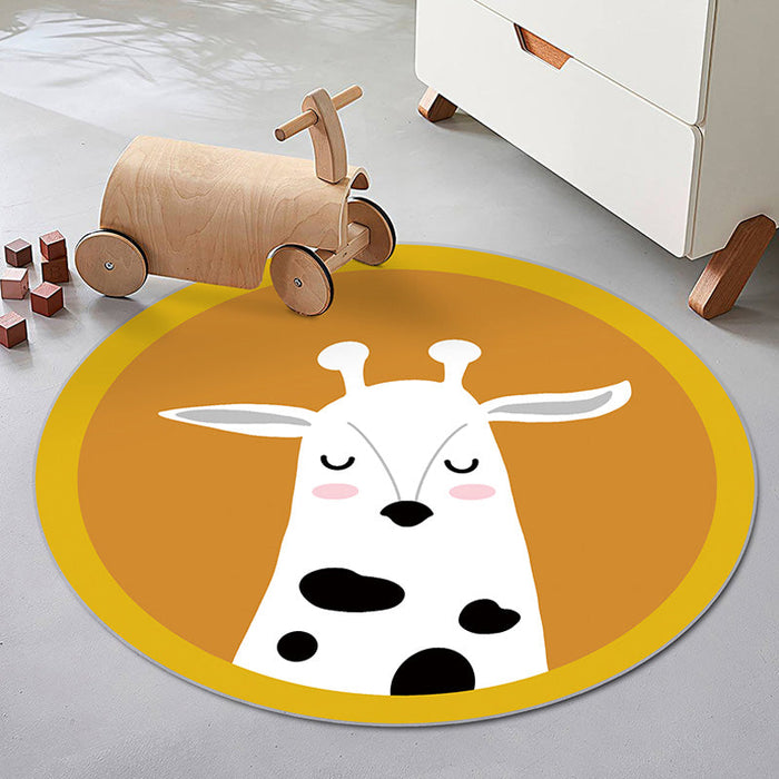 Multicolor Animal Pattern Rug Polyester Kids Rug Washable Anti-Slip Pet Friendly Area Rug for Children's Room