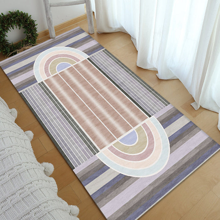 Casual Modernism Rug Brown Striped Pattern Rug Pet Friendly Anti-Slip Washable Area Rug for Decoration