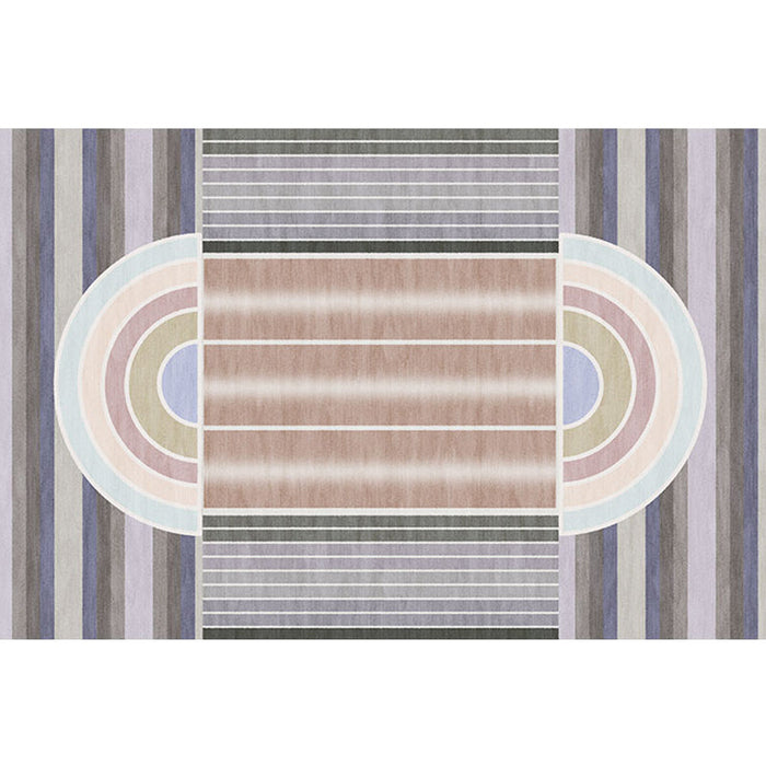 Casual Modernism Rug Brown Striped Pattern Rug Pet Friendly Anti-Slip Washable Area Rug for Decoration