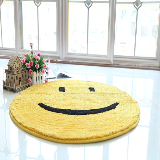 Yellow Emoji Pattern Rug Polyester Modern Rug Pet Friendly Washable Non-Slip Area Rug for Bedroom